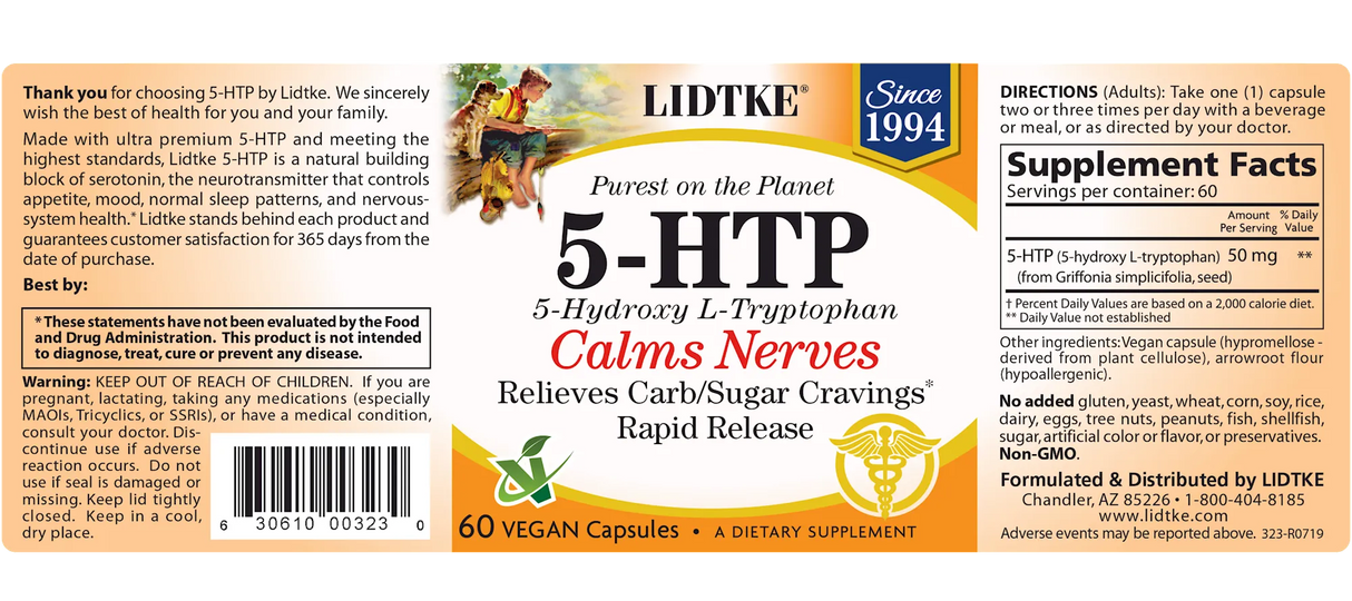5-HTP by Lidtke Supplement Facts