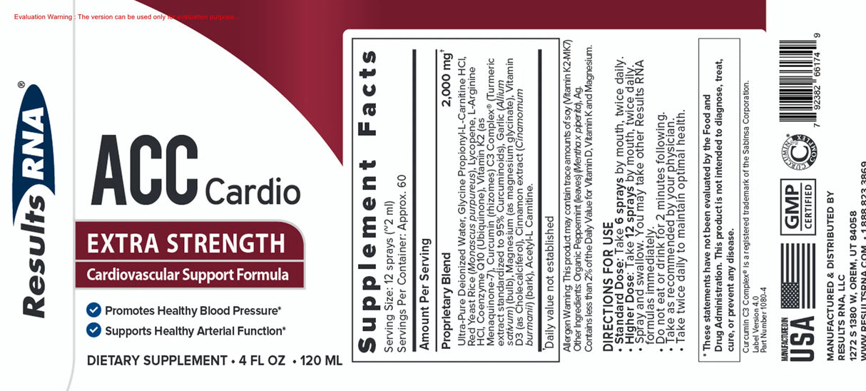 ACC Cardio by Results RNA Supplement Facts