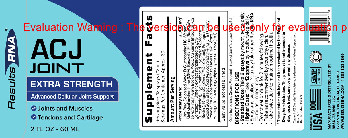 ACJ Joint by Results RNA Supplement Facts