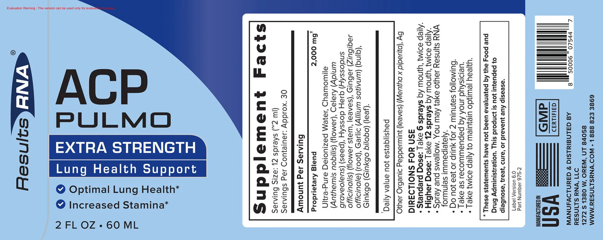 ACP Pulmo by Results RNA Supplement Facts