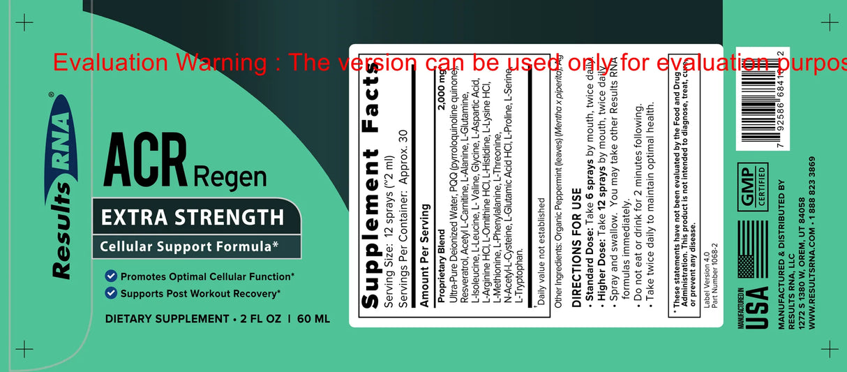 ACR Regen by Results RNA Supplement Facts