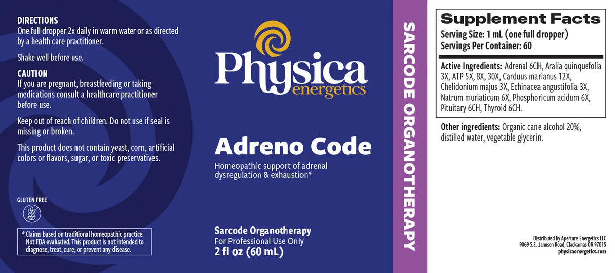 Adreno Code by Physica Energetics Supplement Facts