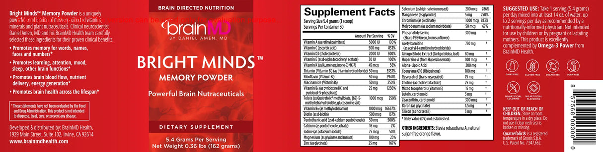 Bright Minds Memory by Brain MD Label