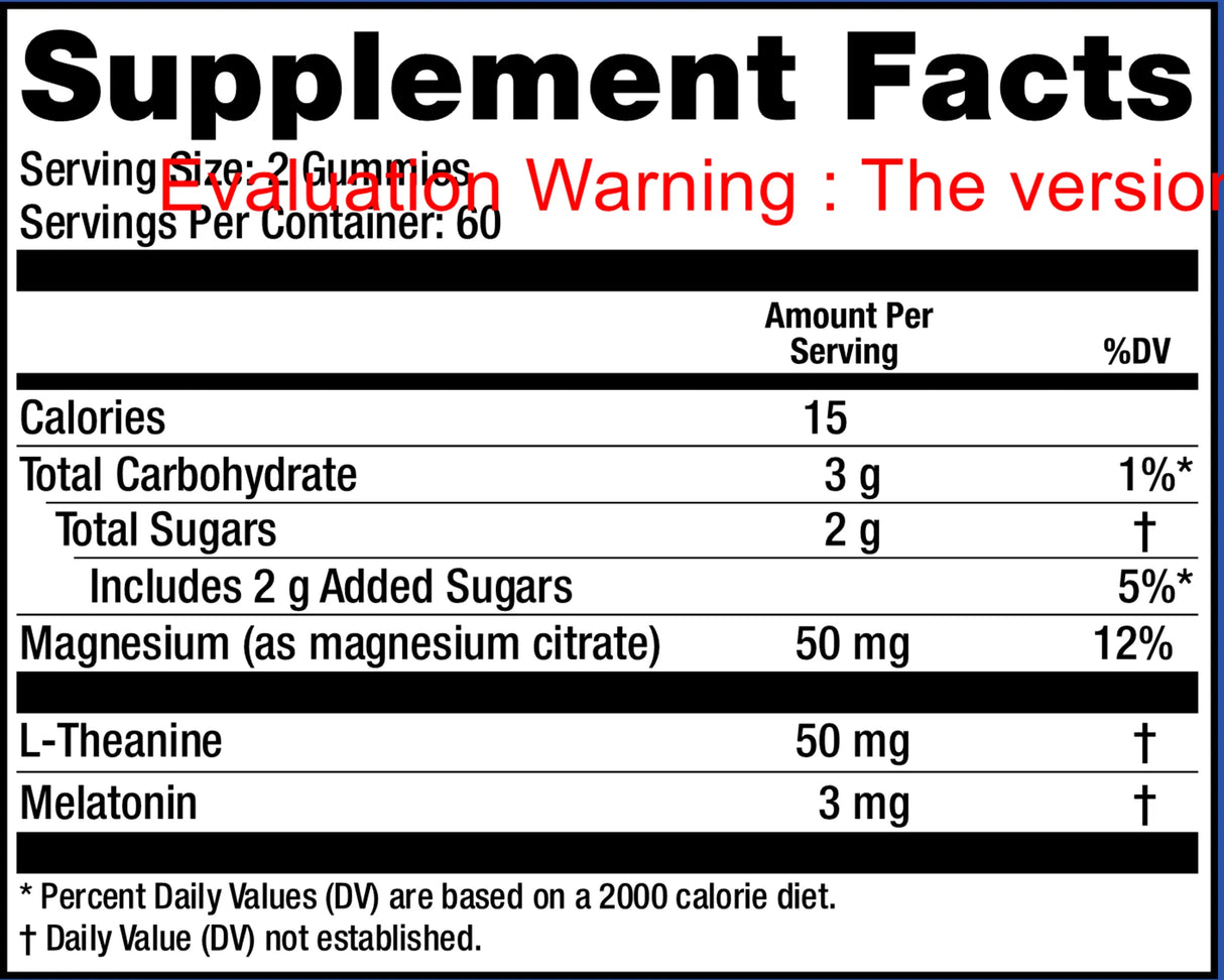 Calm Sleep Gummies by Natural Vitality Supplement Facts