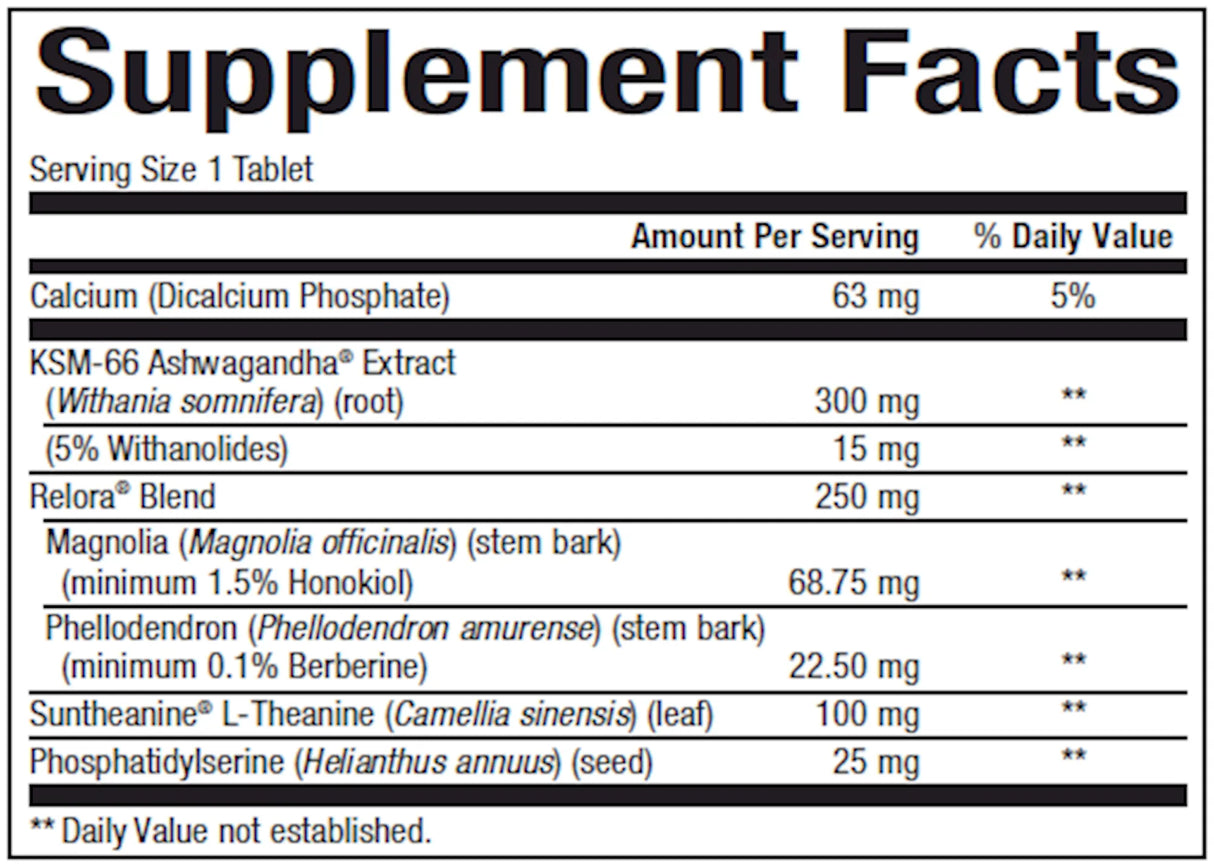 CortAlign Stress Manager by Bioclinic Naturals Supplement Facts