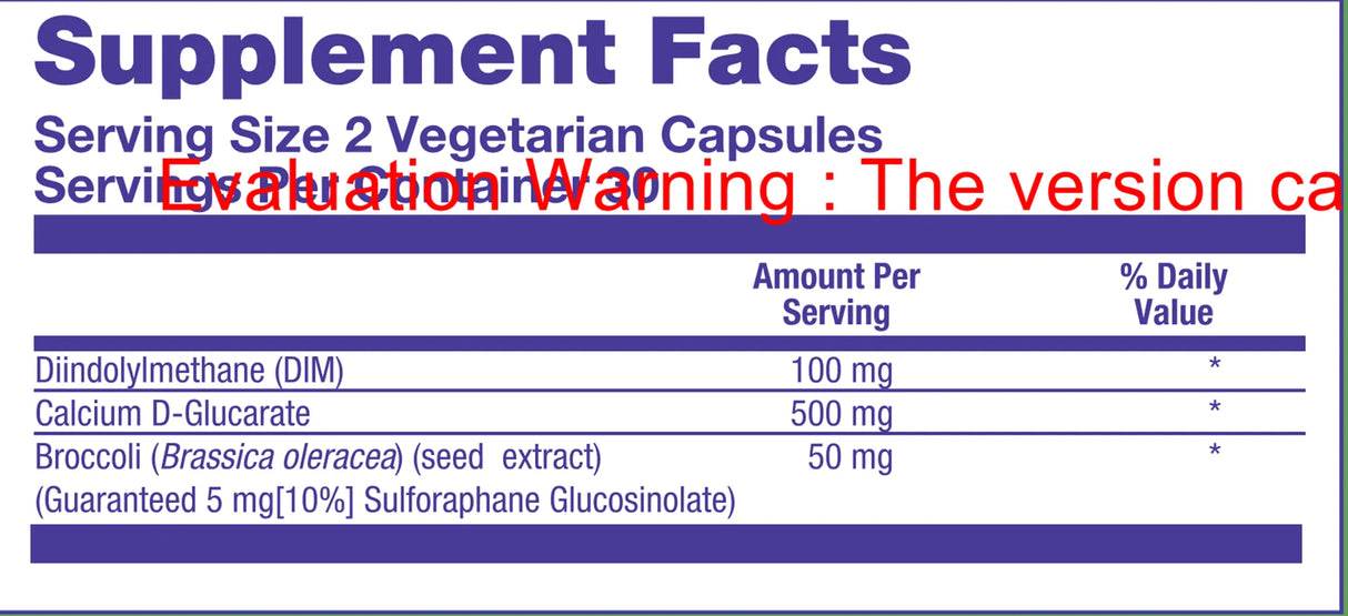 DIM with Calcium D-Glucarate by Emerita Supplement Facts