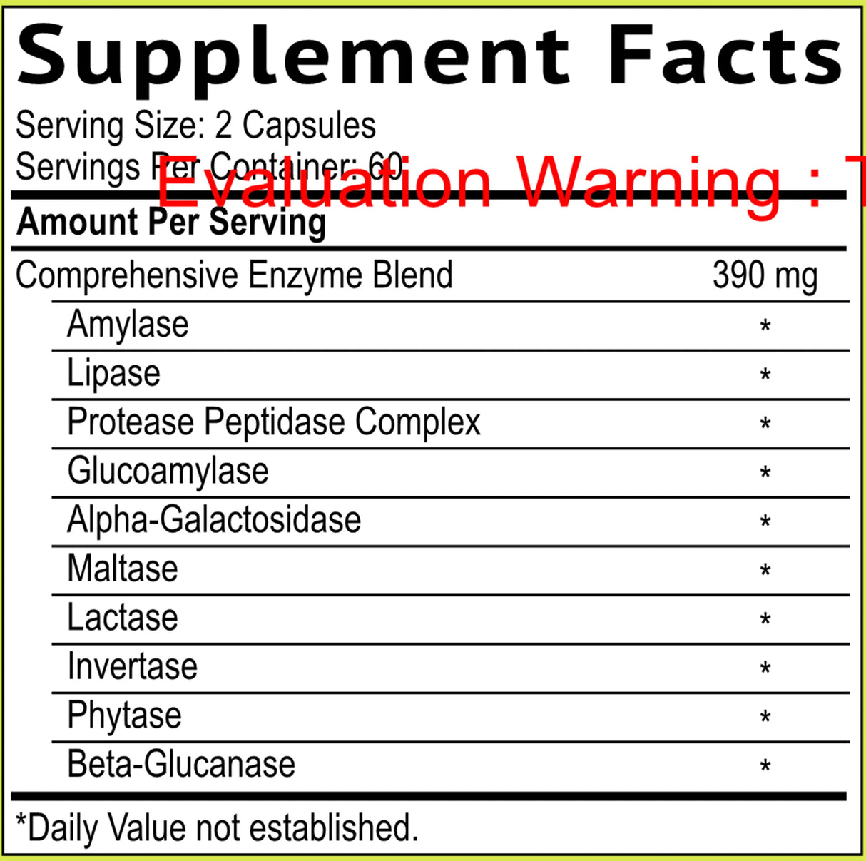 Digestive Enzymes by Smidge Supplement Facts