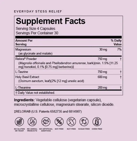 Everyday Stress Relief by Brain MD Supplement Facts