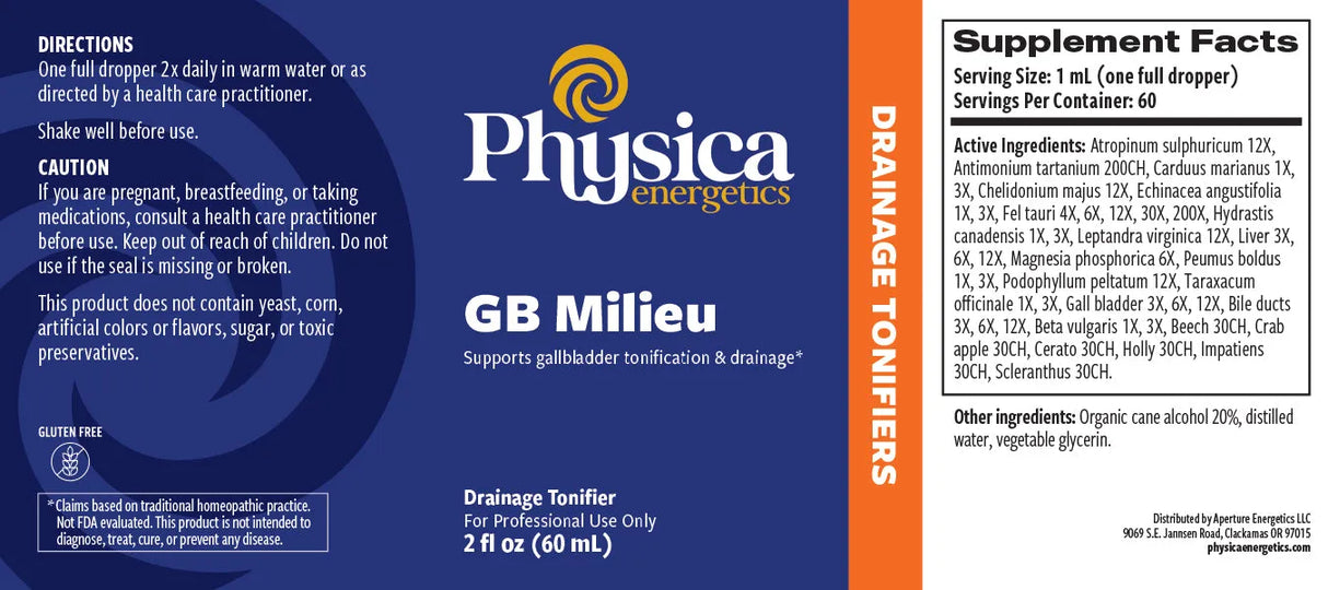 GB Milieu by Physica Energetics Supplement Facts