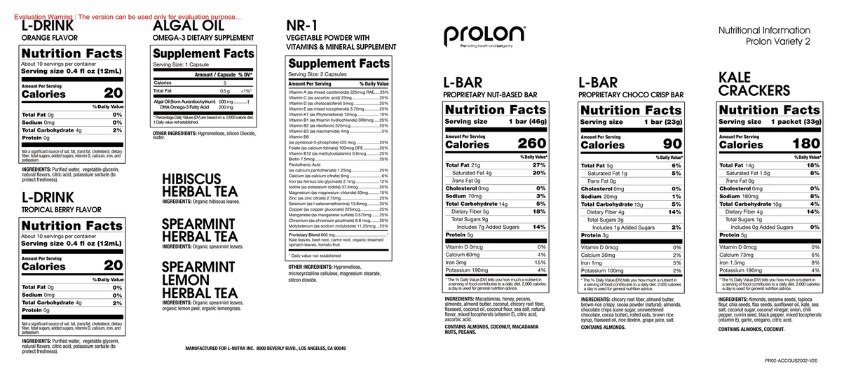 ProLon Kit by ProLon Supplement Facts