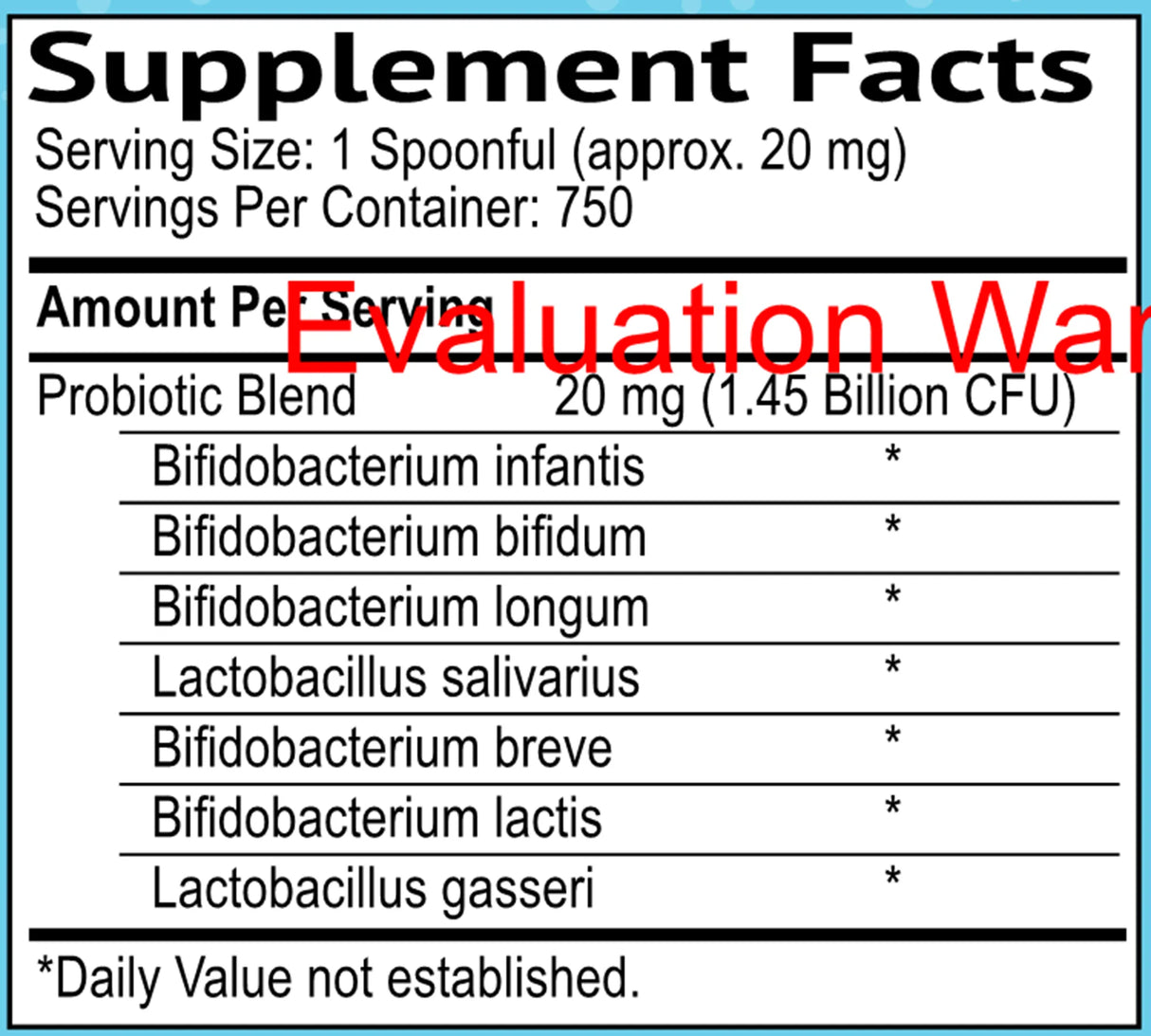 Infant Probiotic Powder by Smidge Supplement Facts