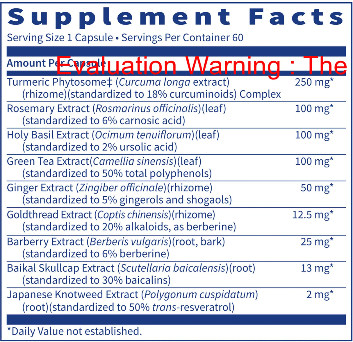 InflaThera by Klaire Labs Supplement Facts