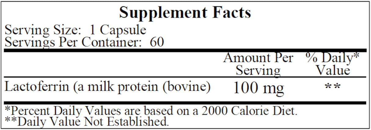 Lactoferrin 100mg by Ecological Formulas Supplement Facts