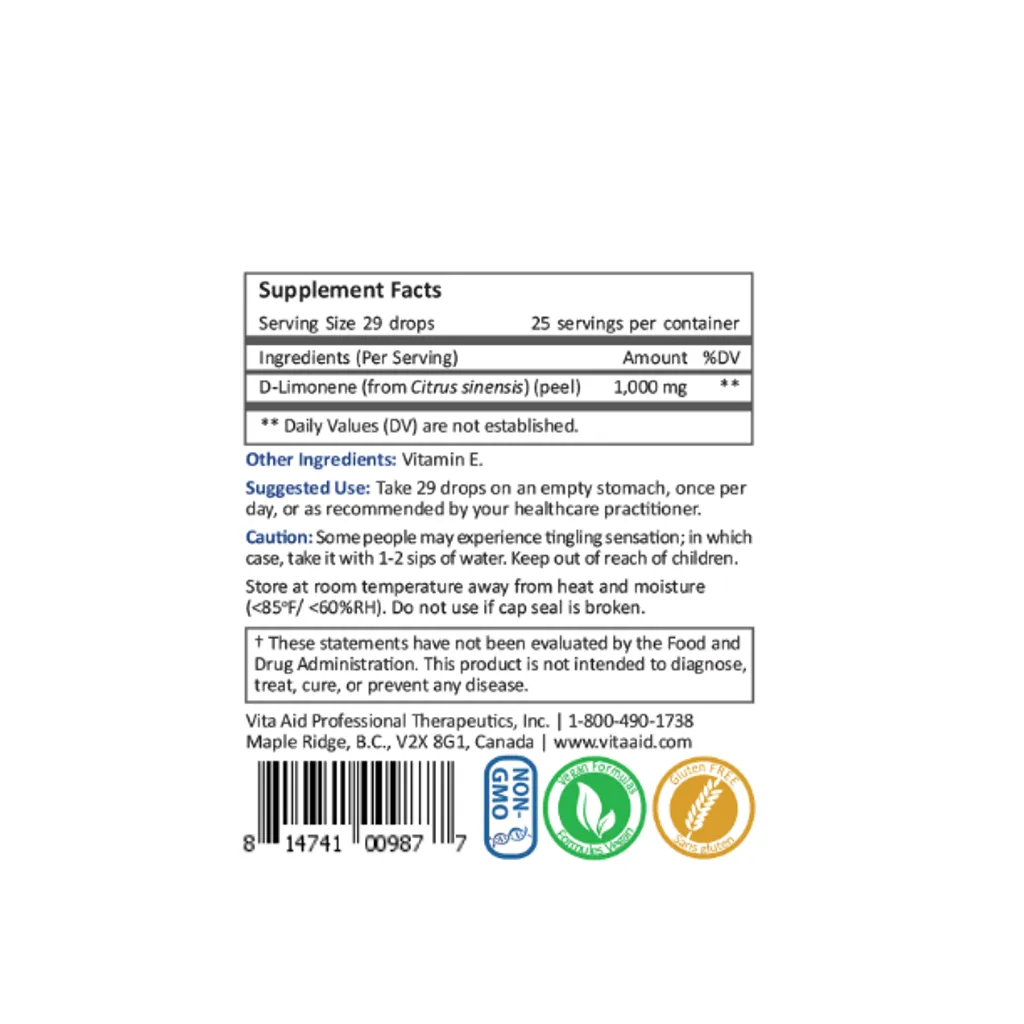 Limonen-E by Vita Aid Supplement Facts