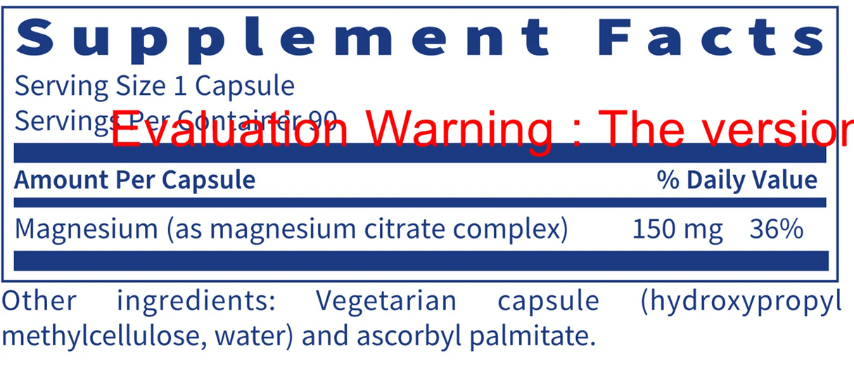 Magnesium Citrate by Klaire Labs Supplement Facts