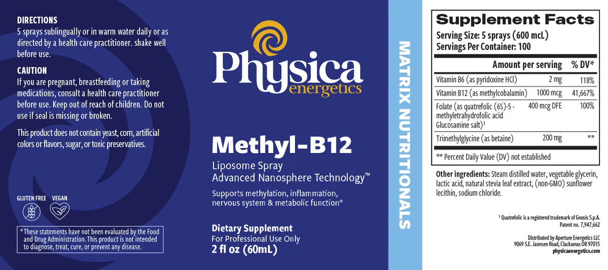 Methyl-B12 Liposome Spray by Physica Energetics Supplement Facts