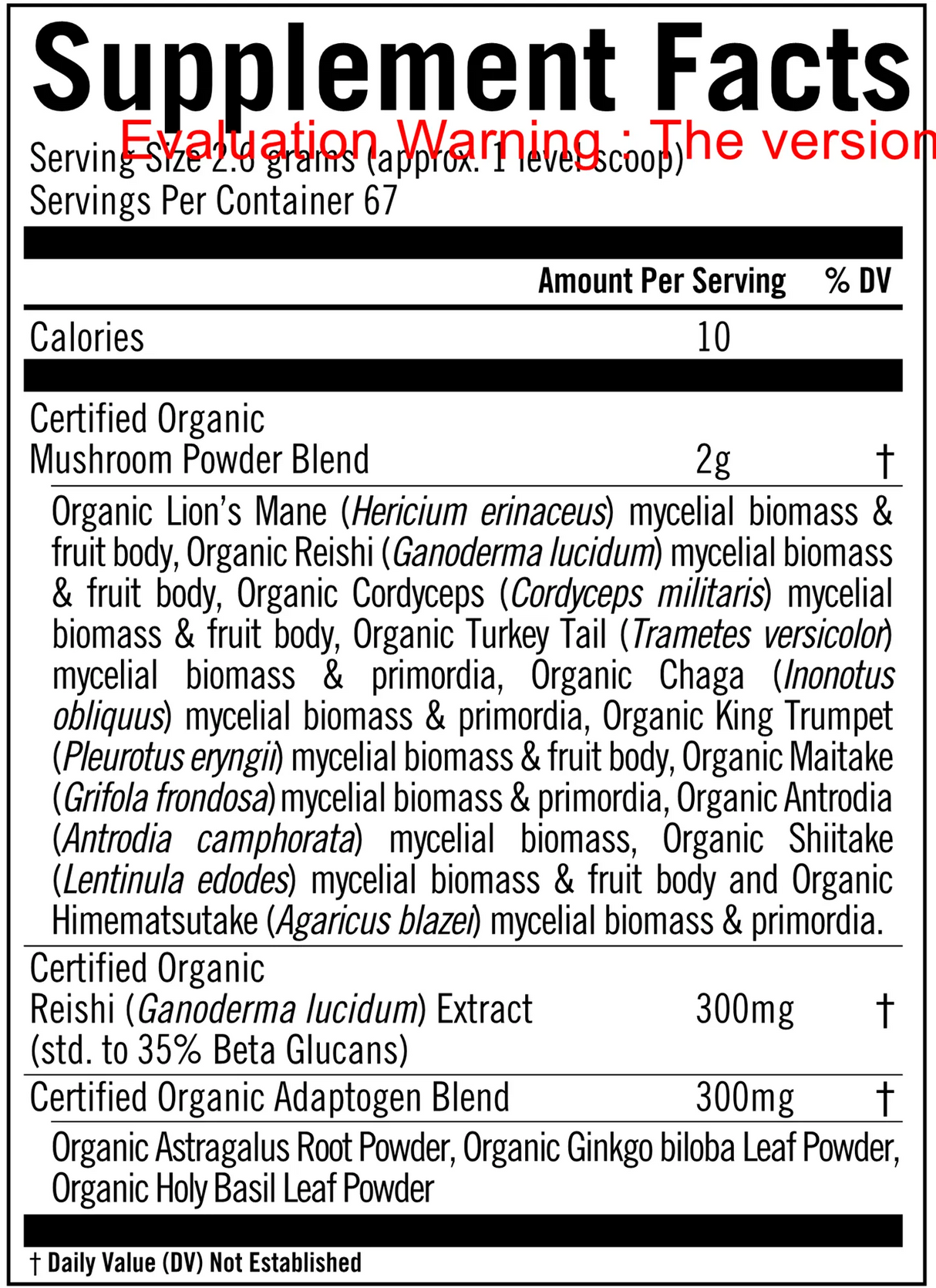 Mushroom Master Blend - Powder by Om Mushrooms Supplement Facts