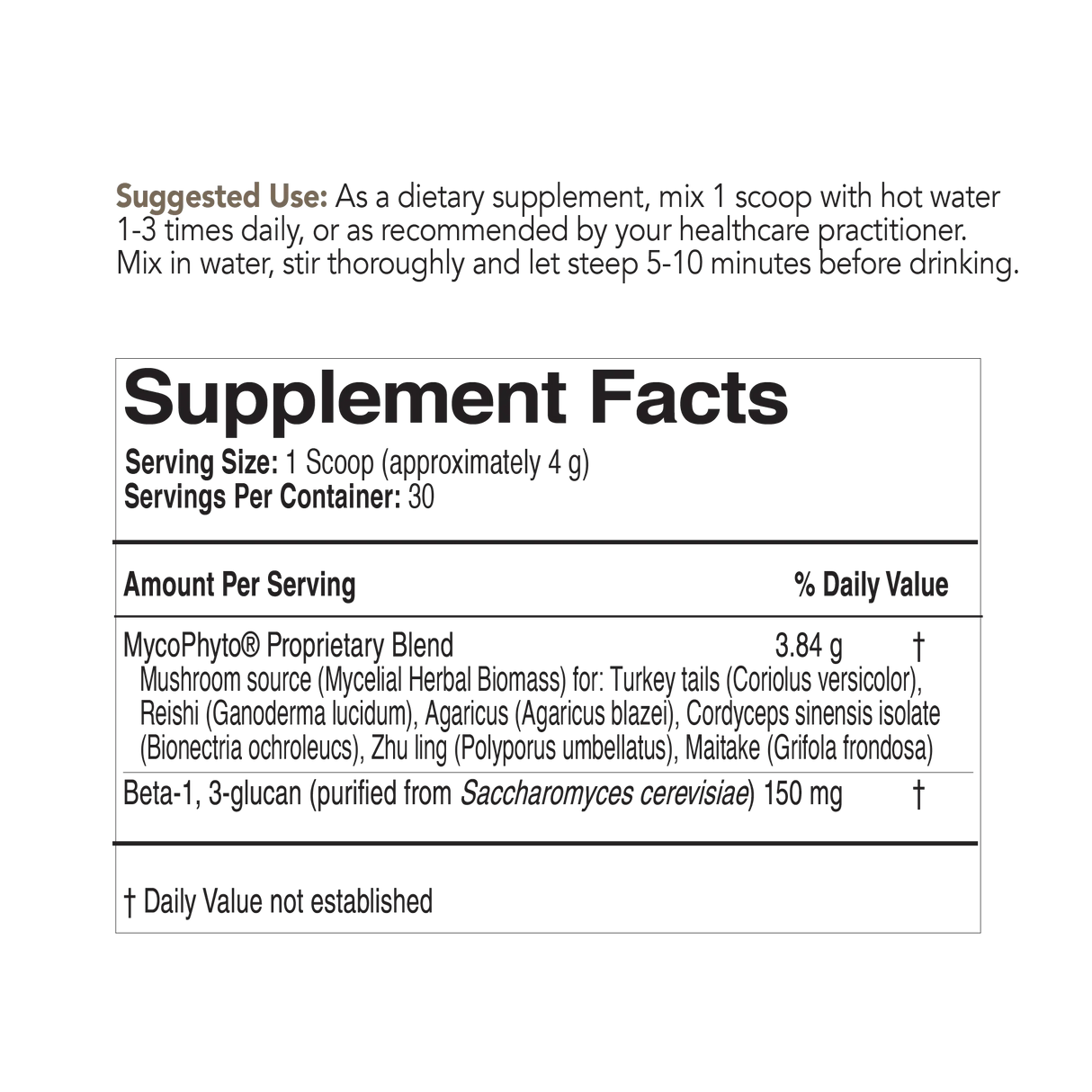 MycoPhyto Complex Powder by EcoNugenics Supplement Facts