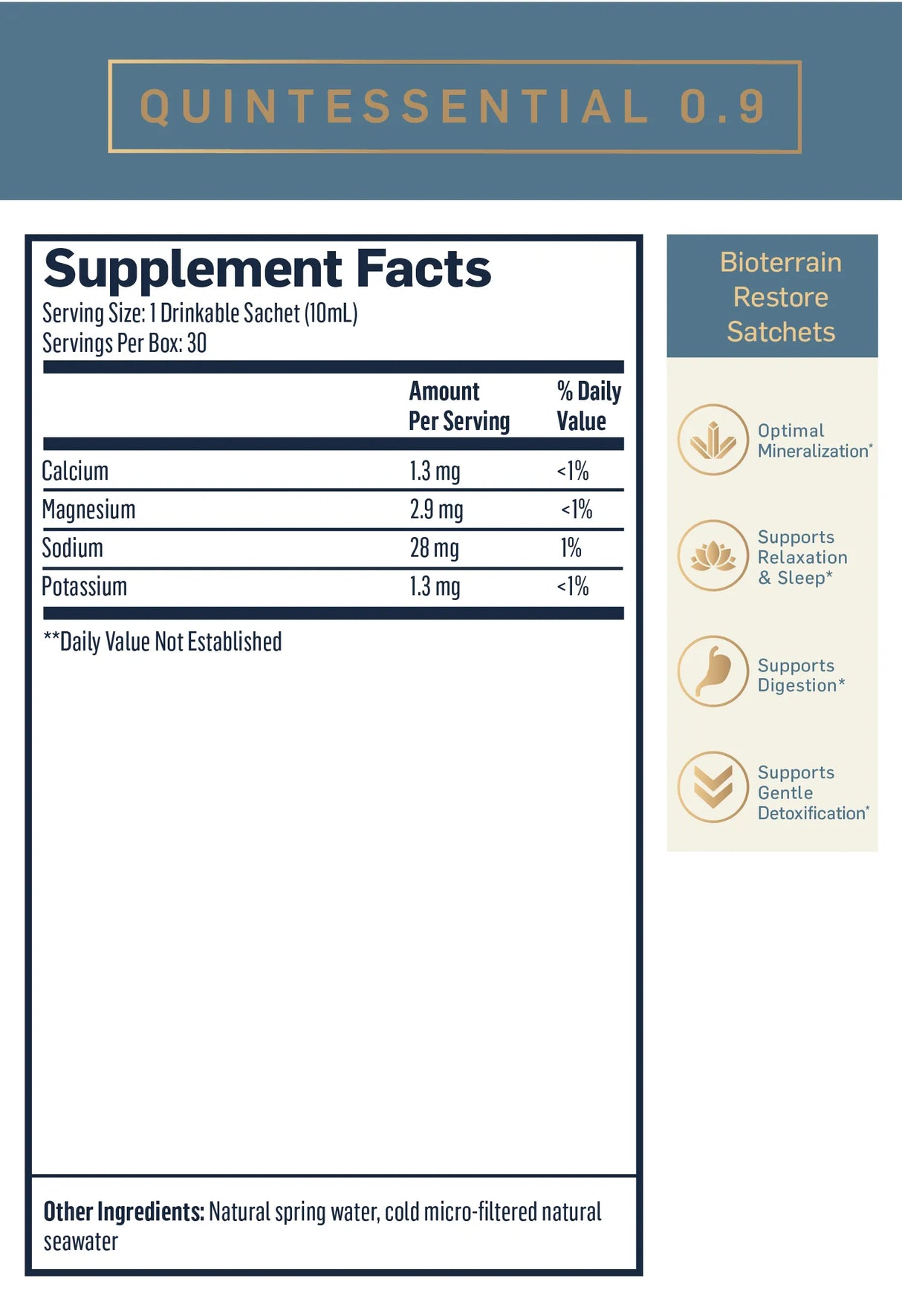 QuintEssential by Quicksilver Scientific Supplement Facts