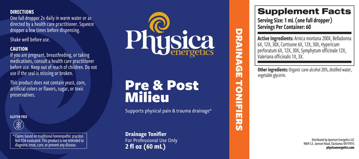 Pre & Post Milieu by Physica Energetics Supplement Facts