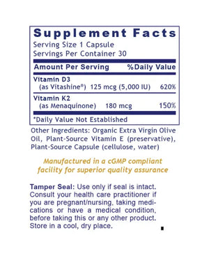 Premier Vitamin D3+K2 by Premier Research Labs Supplement Facts