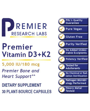 Premier Vitamin D3+K2 by Premier Research Labs Label