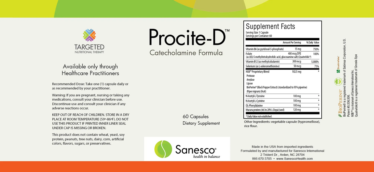 Procite-D by Sanesco Supplement Facts
