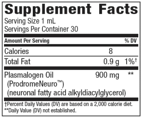ProdromeNeuro Plasmalogen Oil by Prodrome Supplement Facts