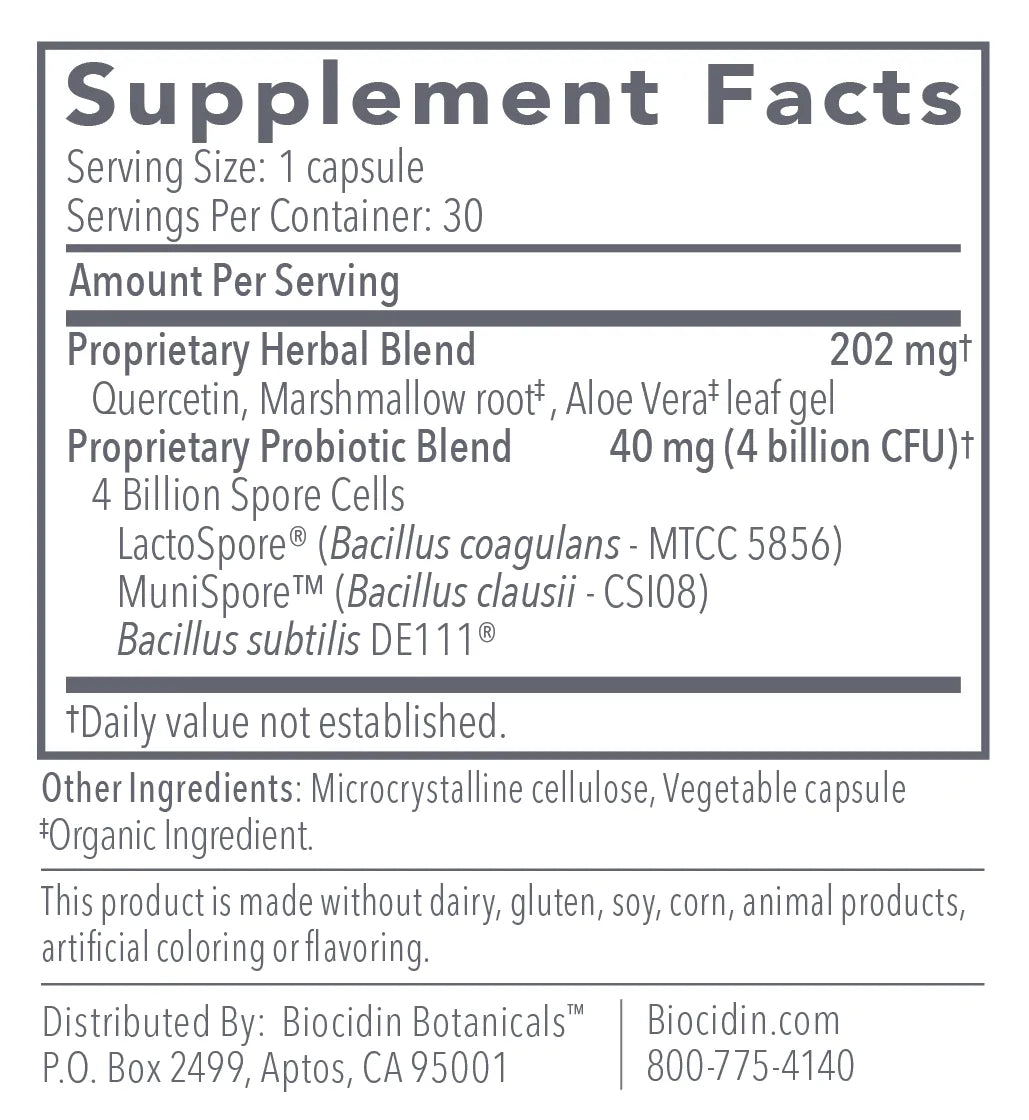 Proflora4R by Biocidin Botanicals Supplement Facts