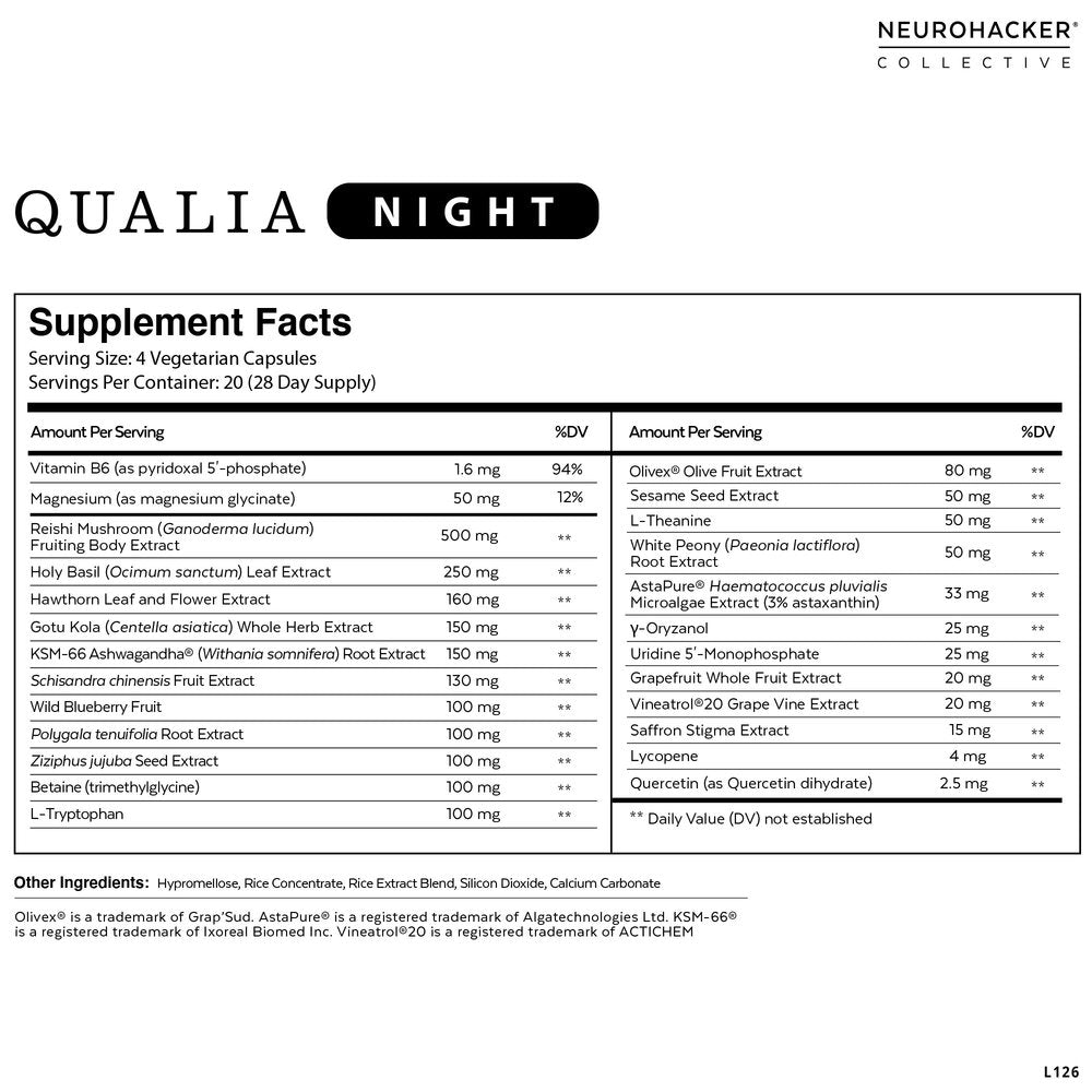 Qualia Night by Neurohacker Supplement Facts