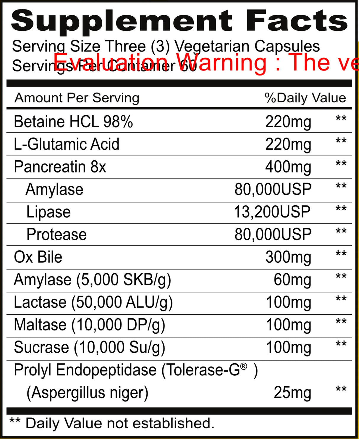 SIBOZyme by Priority One Vitamins Supplement Facts