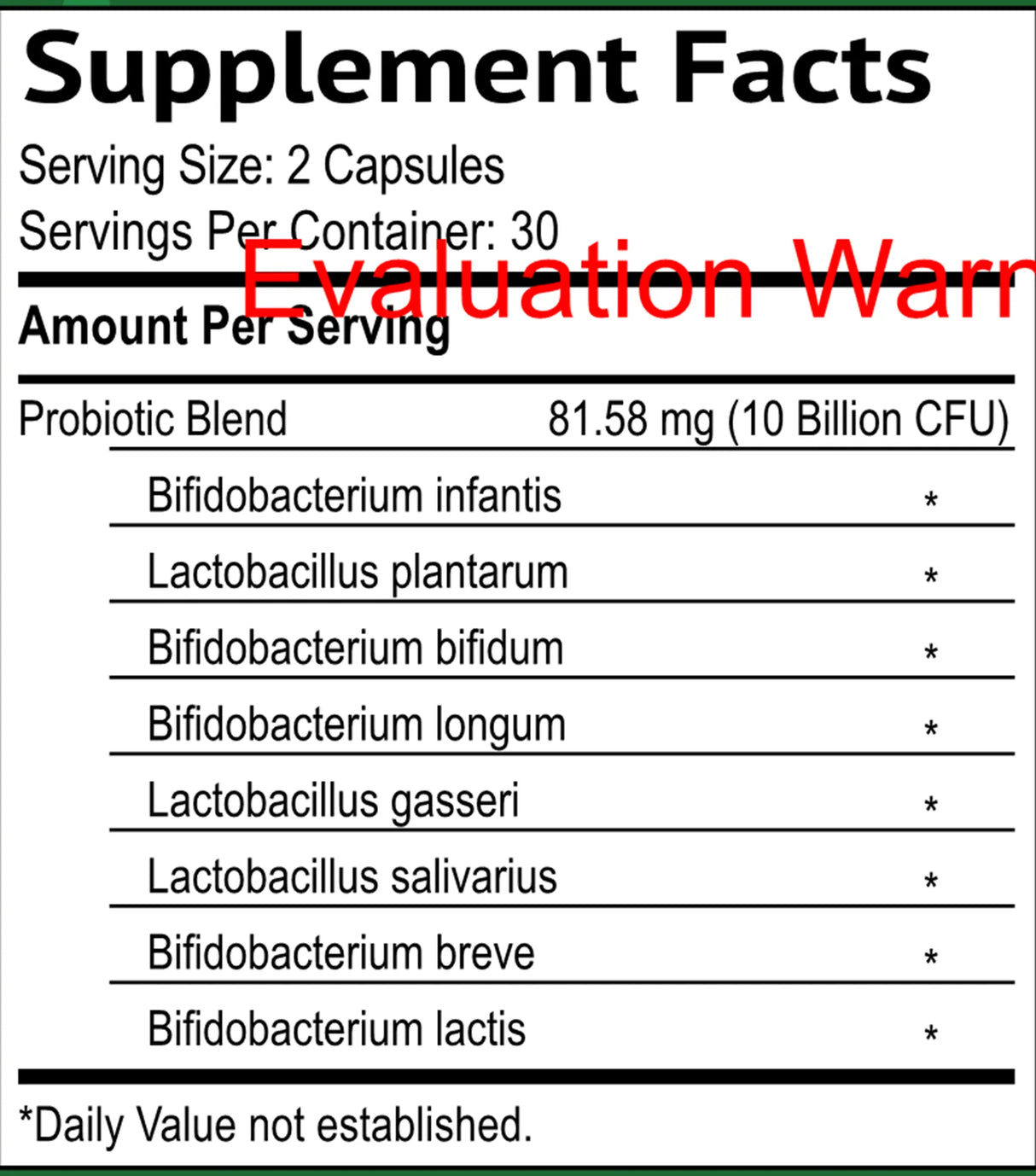 Sensitive Probiotic by Smidge Supplement Facts
