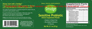 Sensitive Probiotic Powder by Smidge Label