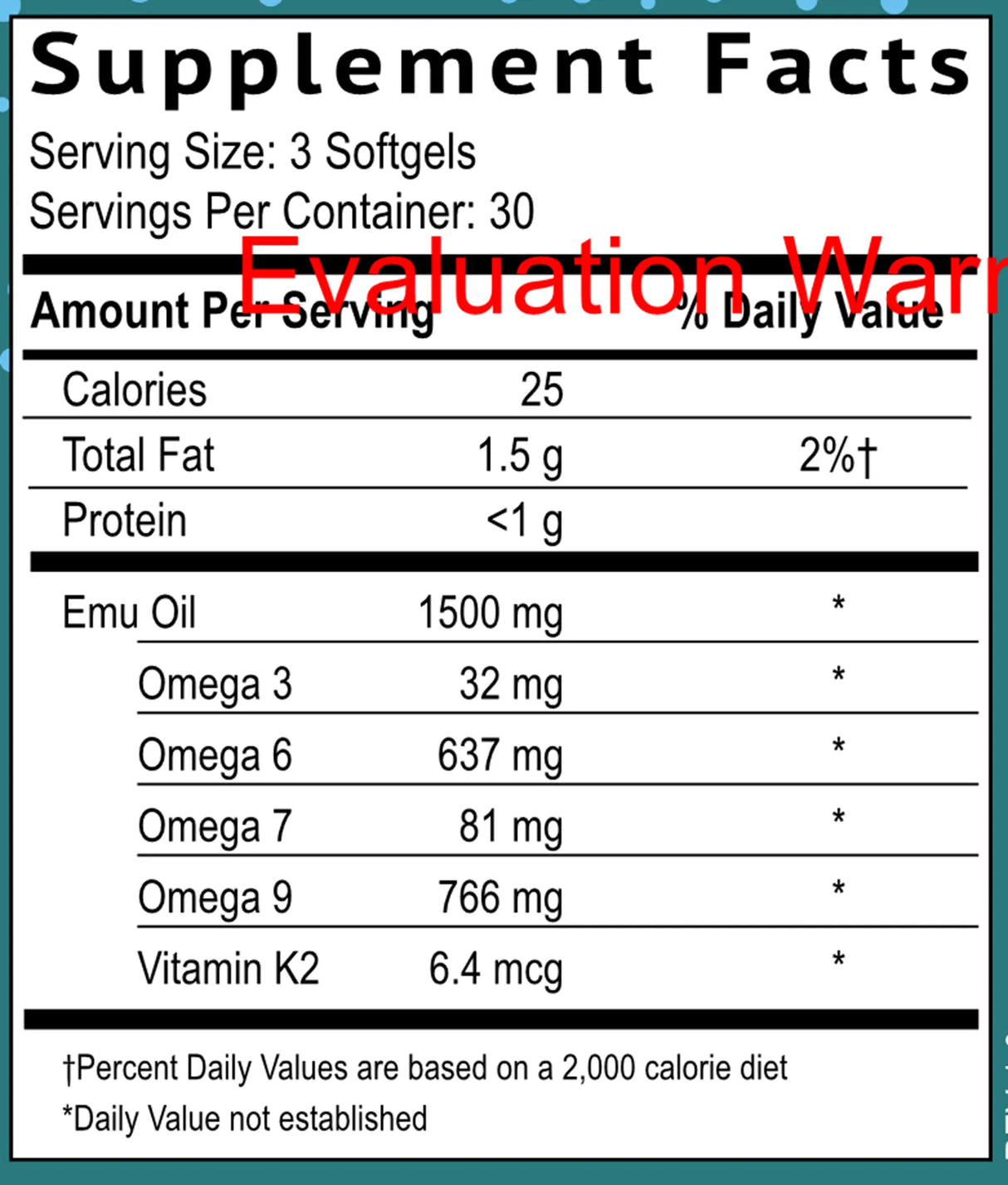 Emu Oil by Smidge Supplement Facts
