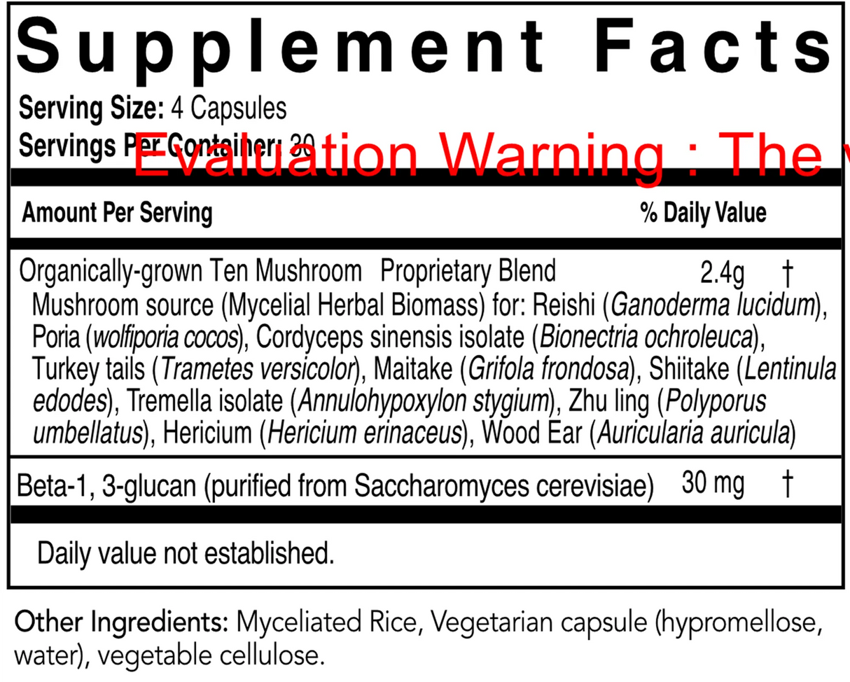 Ten Mushroom by EcoNugenics Supplement Facts