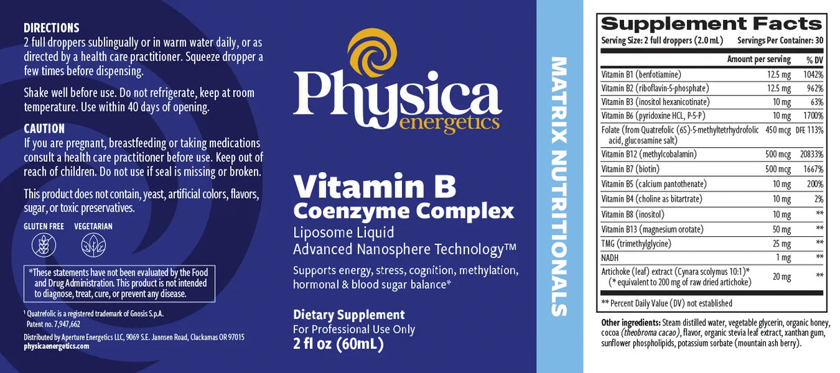 Vitamin B Coenzyme Complex Liposome by Physica Energetics Supplement Facts
