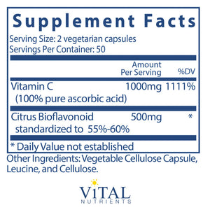 Vitamin C with Bioflavonoids by Vital Nutrients Supplement Facts
