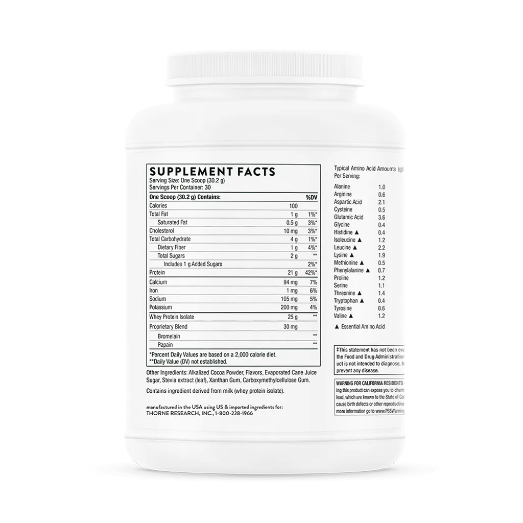 Whey Protein Isolate Chocolate by Thorne Label