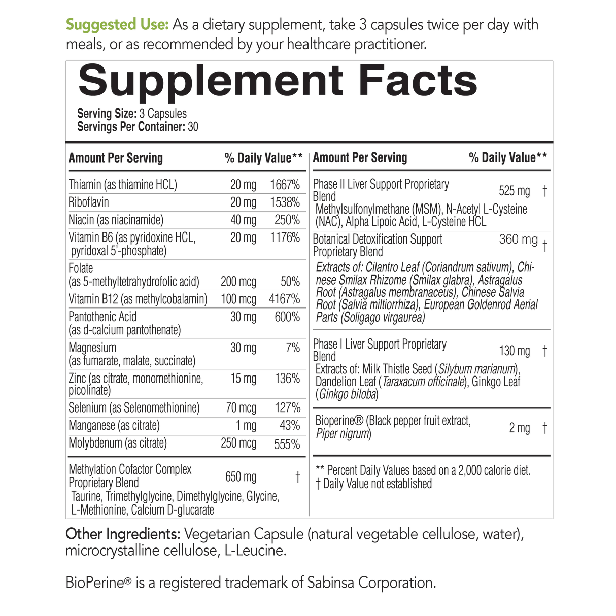 ecoDetox by EcoNugenics Supplement Facts