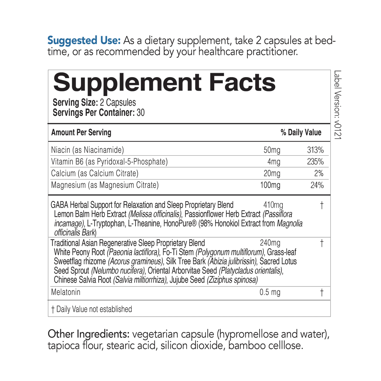 ecoSleep by EcoNugenics Supplement Facts