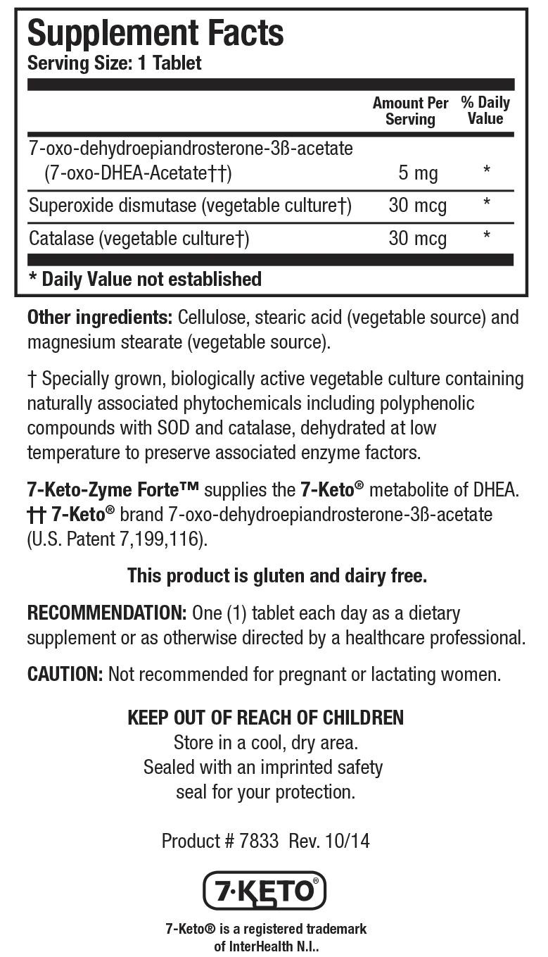 7 Keto Zyme by Biotics Research Supplement Facts