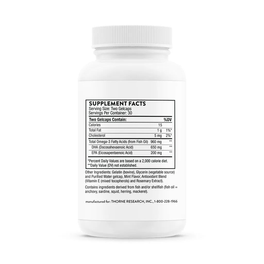 Advanced DHA by Thorne Bottle Supplement Facts