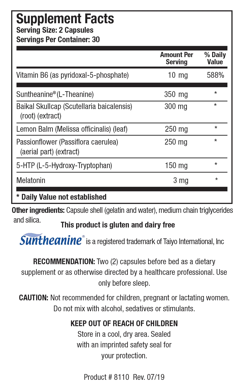 Alpha Theta Ultra PM by Biotics Research Supplement Facts