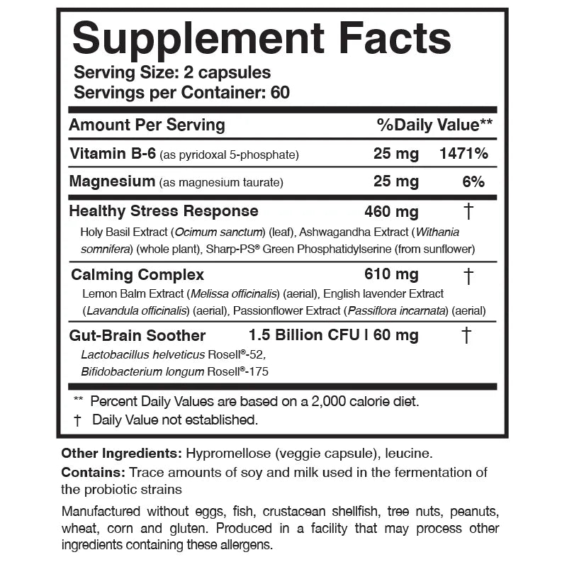AnxiaEase by Researched Nutritionals Supplement Facts