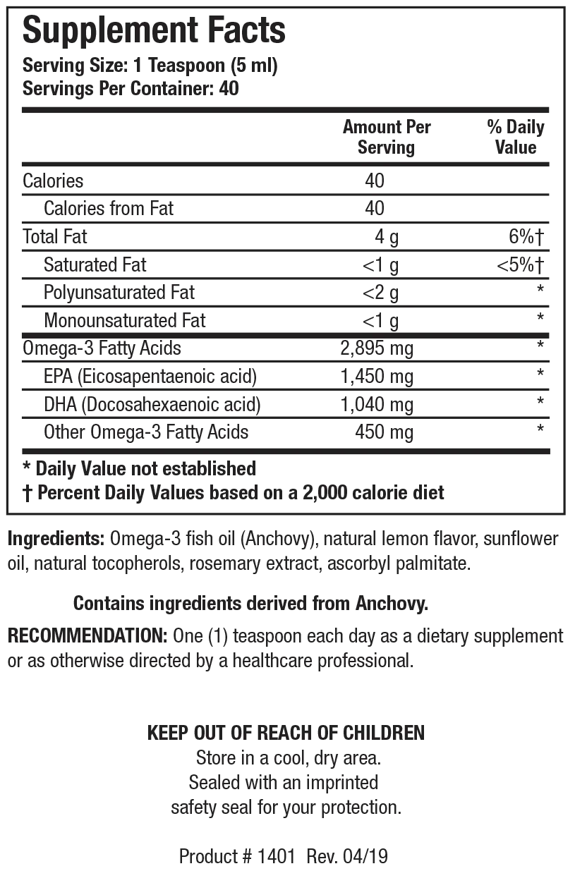 Biomega-3 Liquid by Biotics Research Supplement Facts
