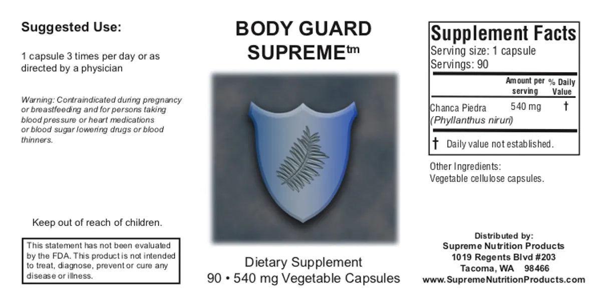Body Guard Supreme by Supreme Nutrition Supplement Facts