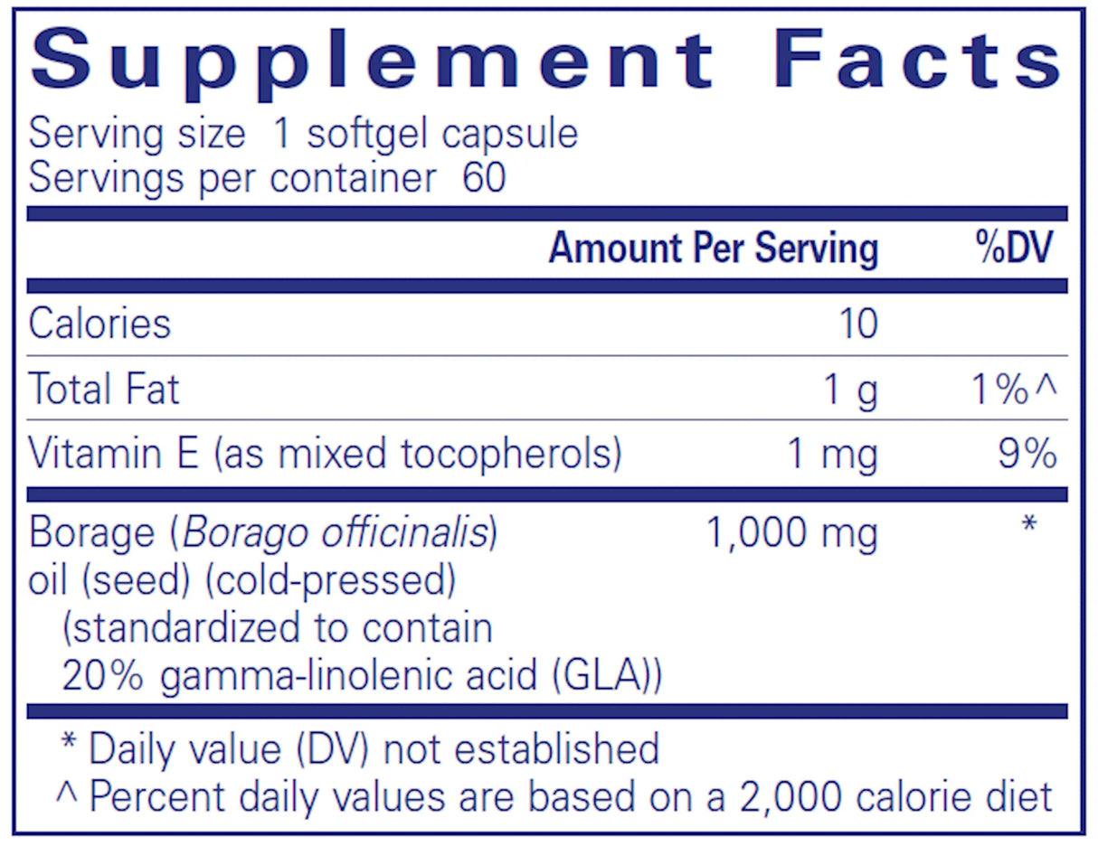 Borage Oil by Pure Encapsulations Supplement Facts
