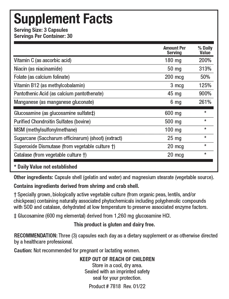 ChondroSamine-S by Biotics Research Supplement Facts
