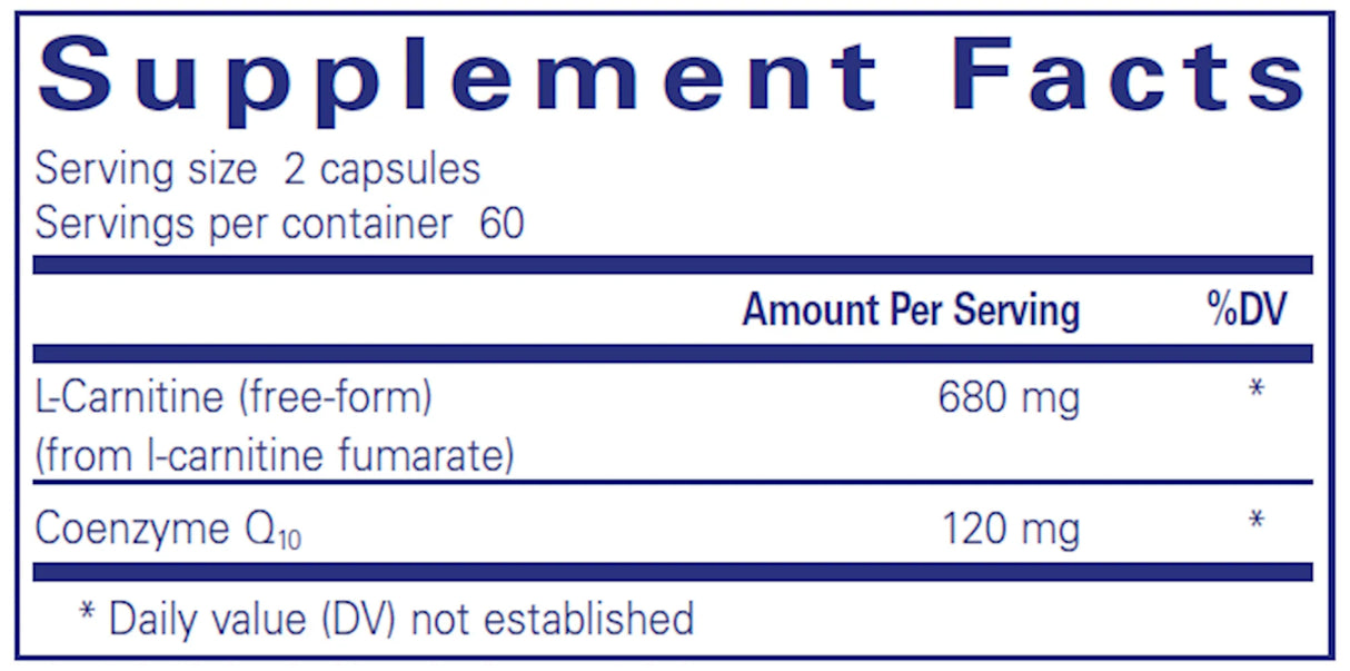 CoQ10 l-Carnitine Fumarate by Pure Encapsulations Supplement Facts