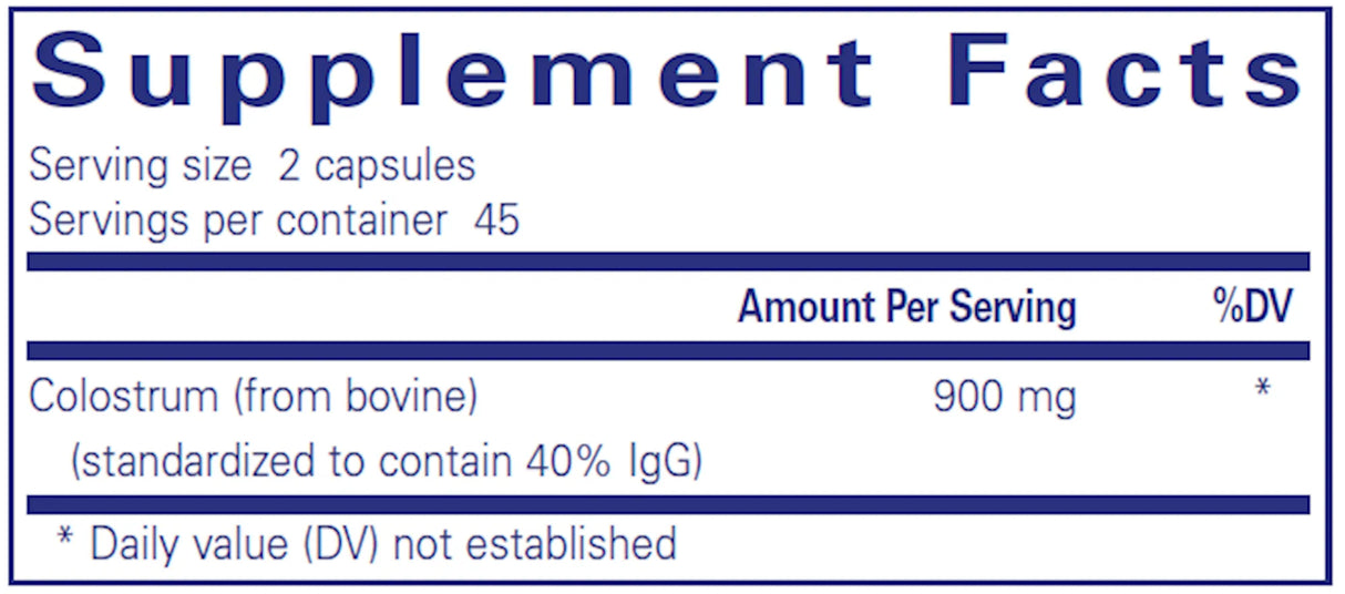 Colostrum 40% IgG by Pure Encapsulations Supplement Facts